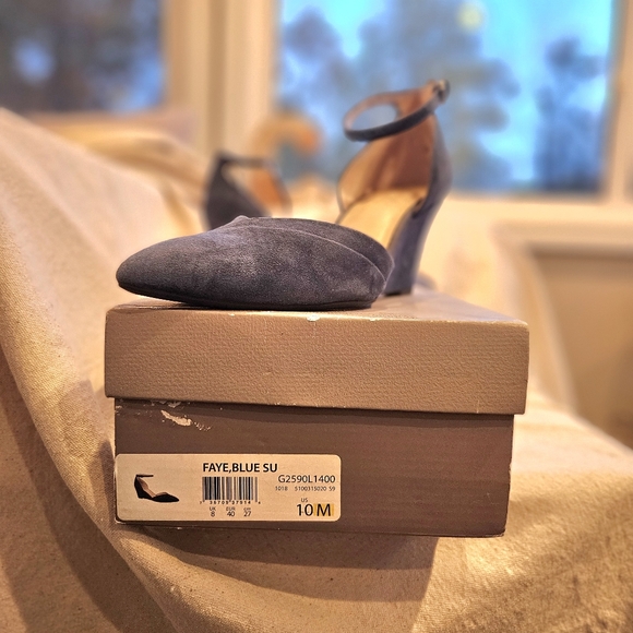 Franco Sarto Faye Women's Wedge Pumps Blue Suede Leather Pointed Toe Size10 - Picture 5 of 6